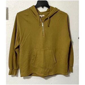 Madewell (Re)sourced cotton relaxed quarter-zip hoodie sweatshirt Olive Casual